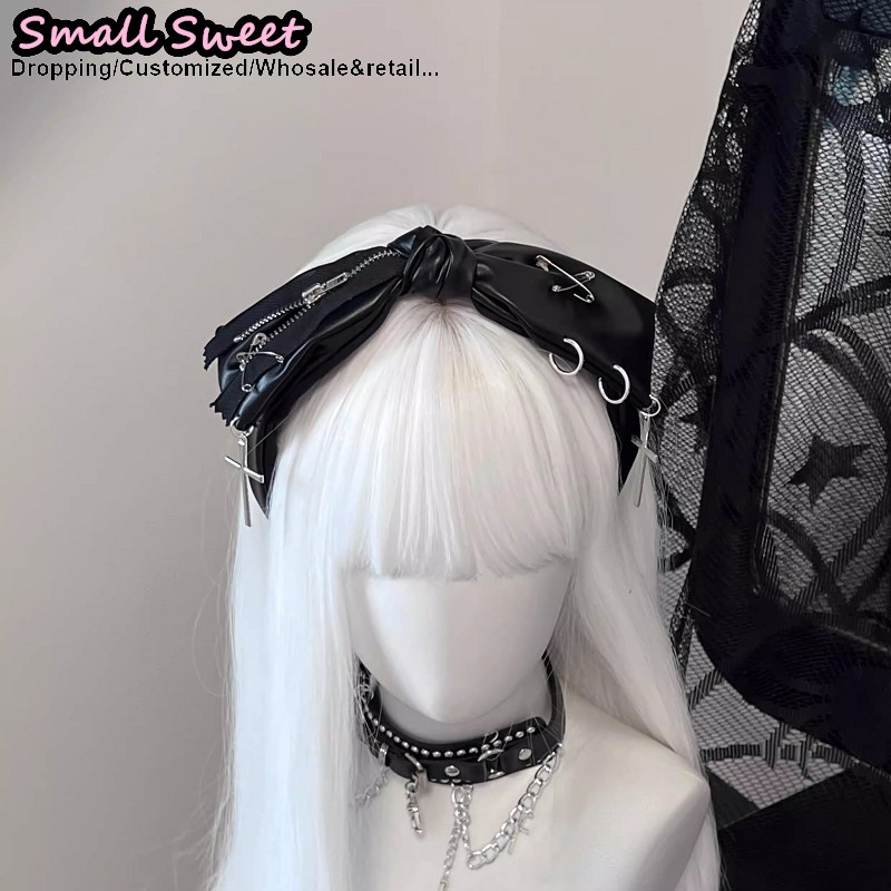 Travel Accessories Girls - ربطة رأس جلدية بنمط بانك داكن