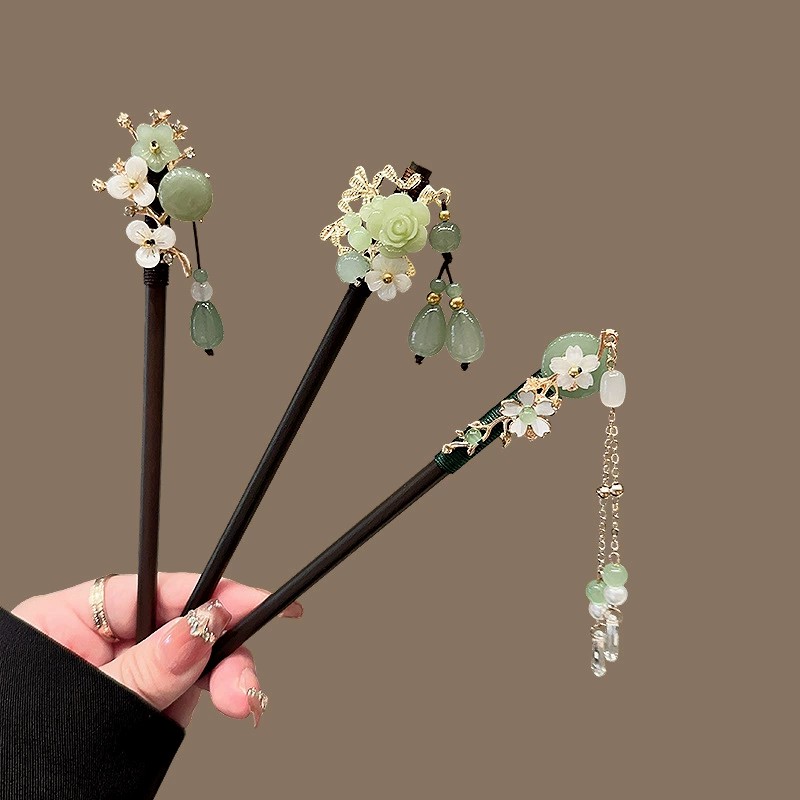 Travel Hair Accessories - دبوس شعر خشبي عتيق للنساء عصا