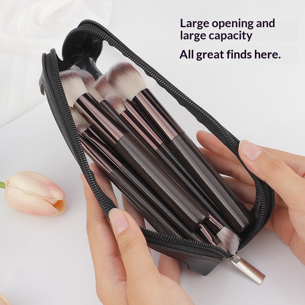 حقيبة مكياج صغيرة شفافة من جلد - مراجعة Travel Accessories Leather وسعره